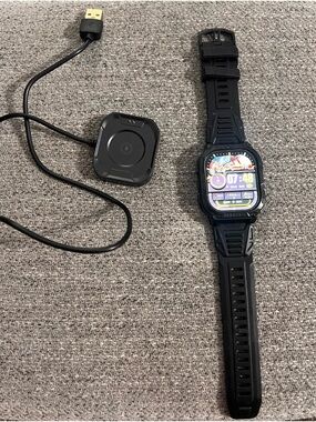 Black Kids Smartwatch with Charger - Touchscreen Fitness Watch